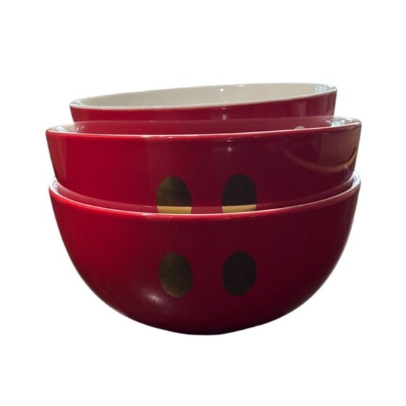 Lenox Disney Luna Next Bowl Set of 4 Mickey Red White Gold - Picture 1 of 10